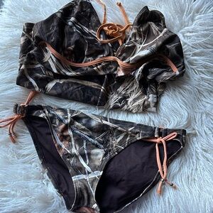 Camo Bikini Set with Orange Accents